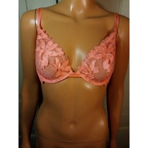 Victoria's Secret 36D sheer lace floral mesh low cut demi bra